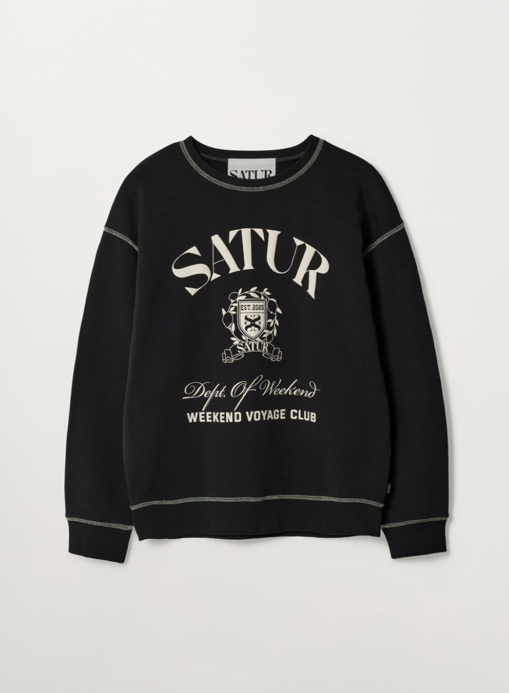 [SATUR] Crest Logo Graphic Sweatshirt - Black