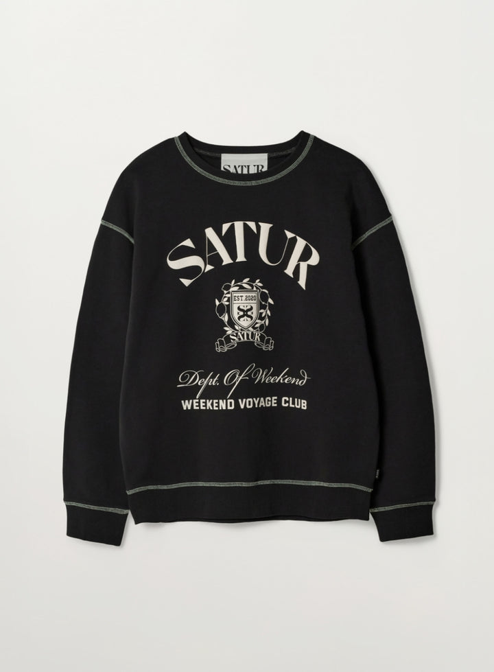 Satur Crest Logo Graphic Sweatshirt - Black