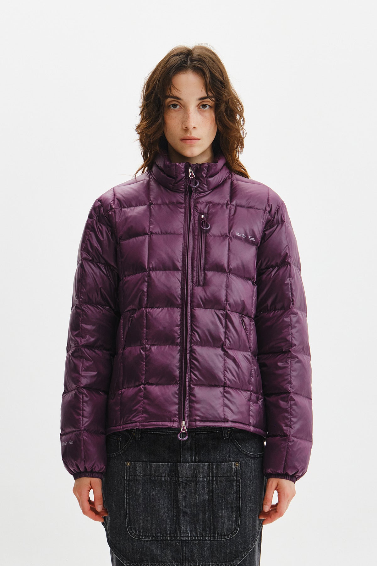 Matinkim Matin Grid Quilted Light Down Jumper IN Purple