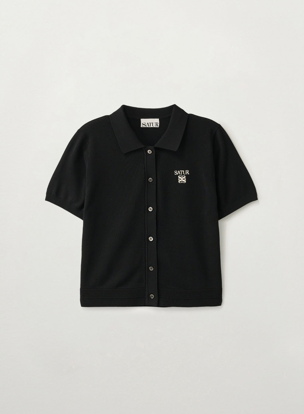 Satur (W) Collar Half Knit Cardigan - Black