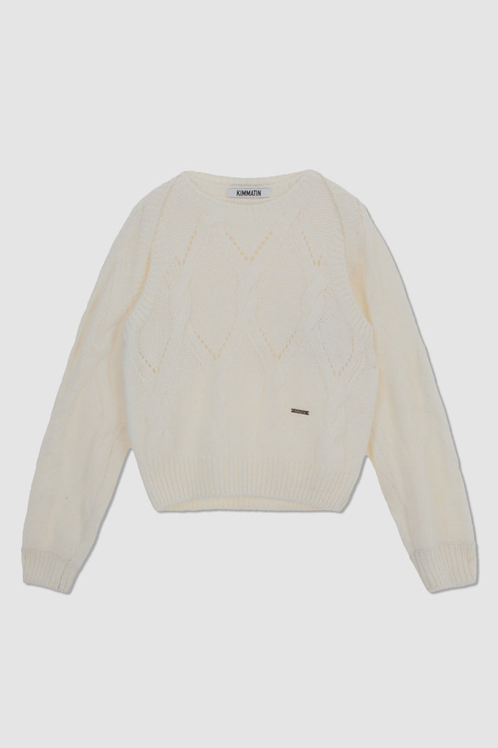 Matinkim Bolero Layered Cable Knit Pullover IN Ivory