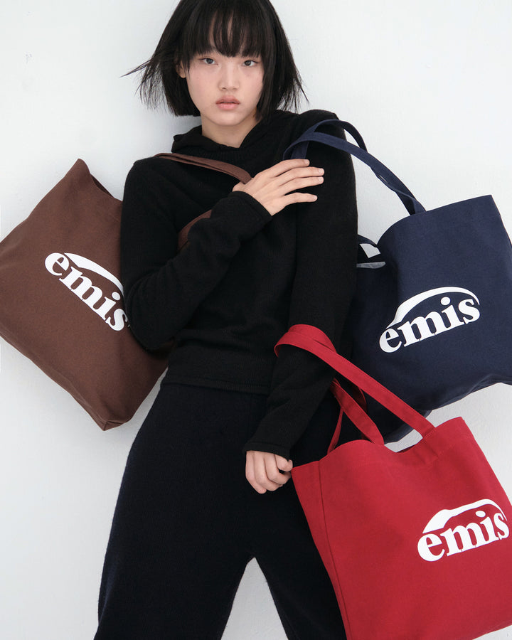 Emis Logo Oxford Shoulder Bag-Burgundy
