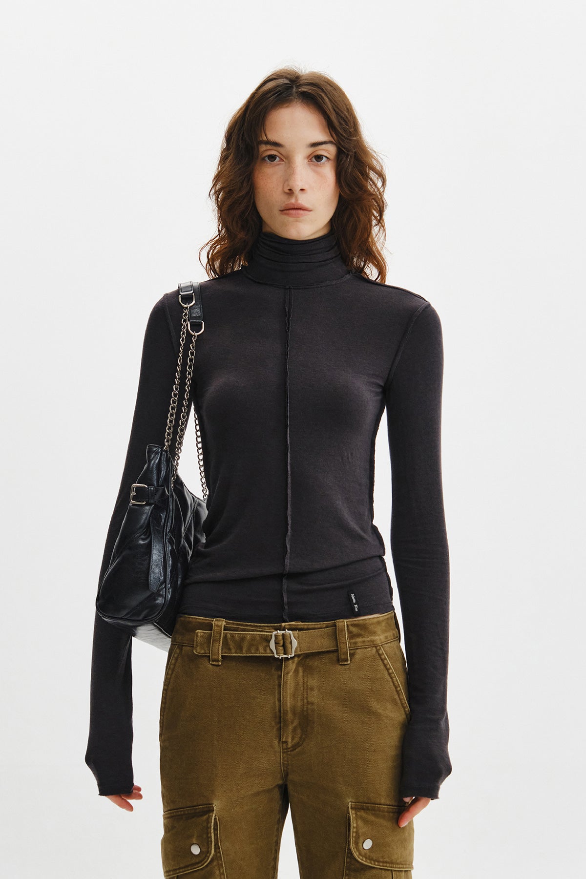 Matinkim Raw Cut High Neck Top IN Charcoal