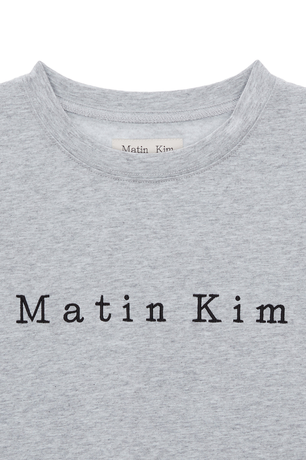 [matinkim] MATIN EMBROIDERY LOGO CROP TOP IN GREY