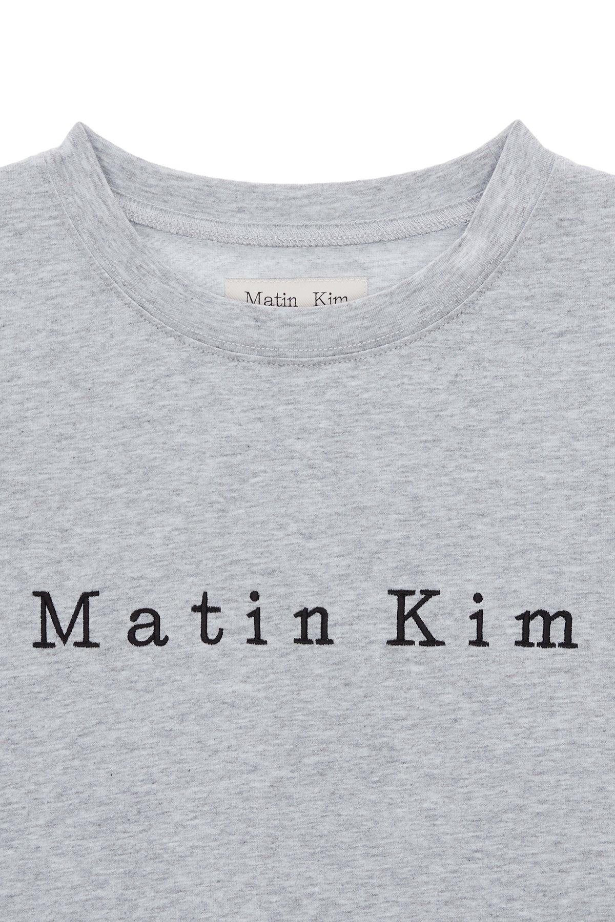 [matinkim] MATIN EMBROIDERY LOGO CROP TOP IN GREY