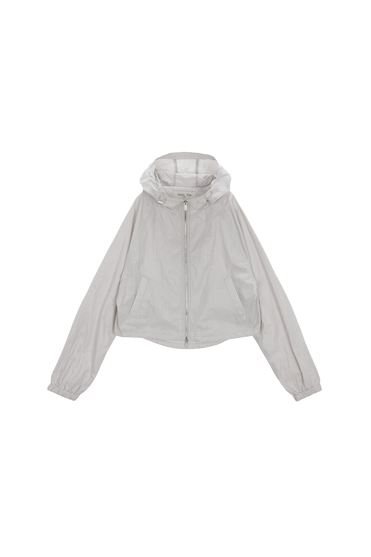 [matinkim] MATIN CROP HOODY COATING JUMPER IN GREY