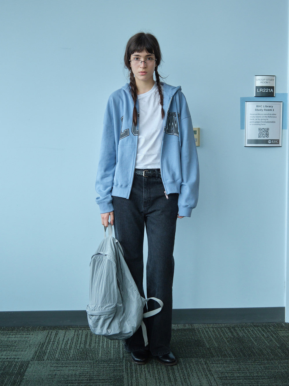 Low Classic Low Soft Sweat Zip-Up Hoodie Baby Blue