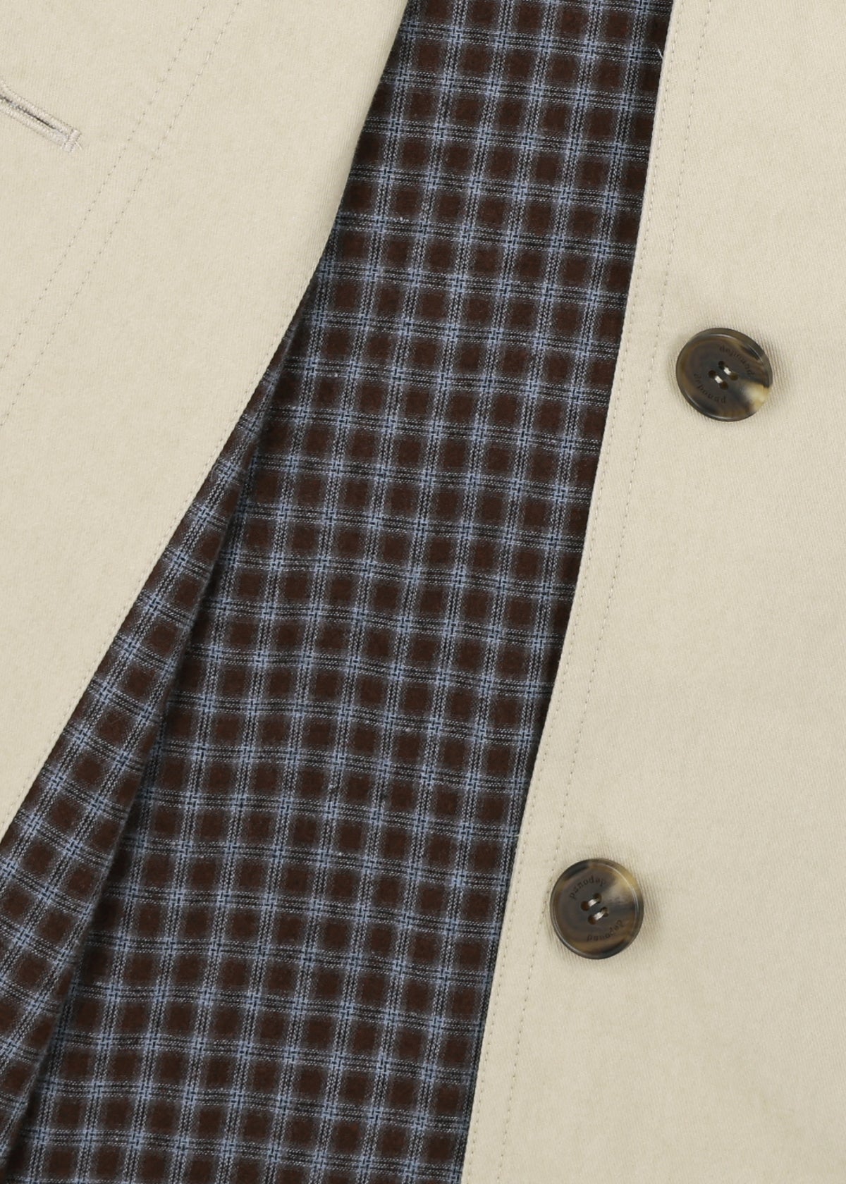 Depound check lining single trench coat - beige