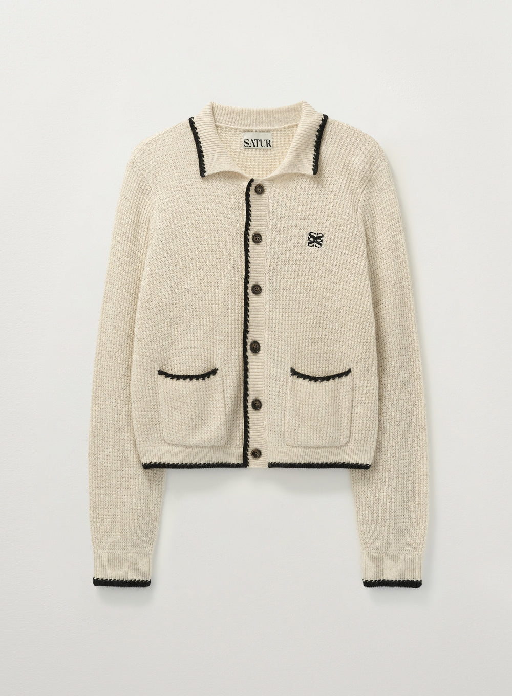 [satur] (W) Bluff Raccoon Collar Knit Cardigan - Cream