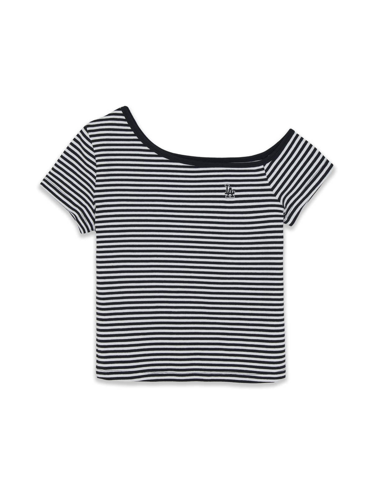 Mlb Women's Varsity Stripe Off Shoulder Slim Semi Crop T-Shirts