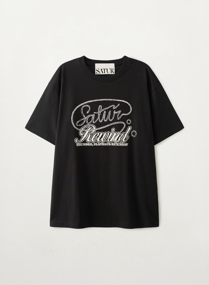 Satur Rewind Graphic T-shirt - Black