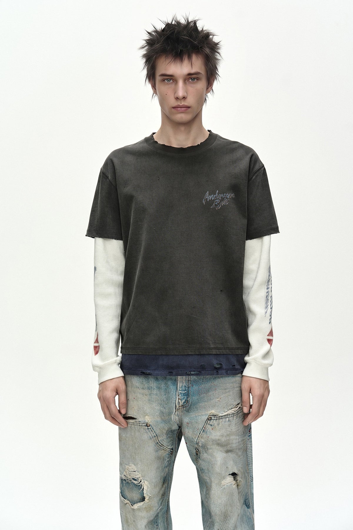 Andersson Bell Distress Layered Long Sleeve T-Shirt