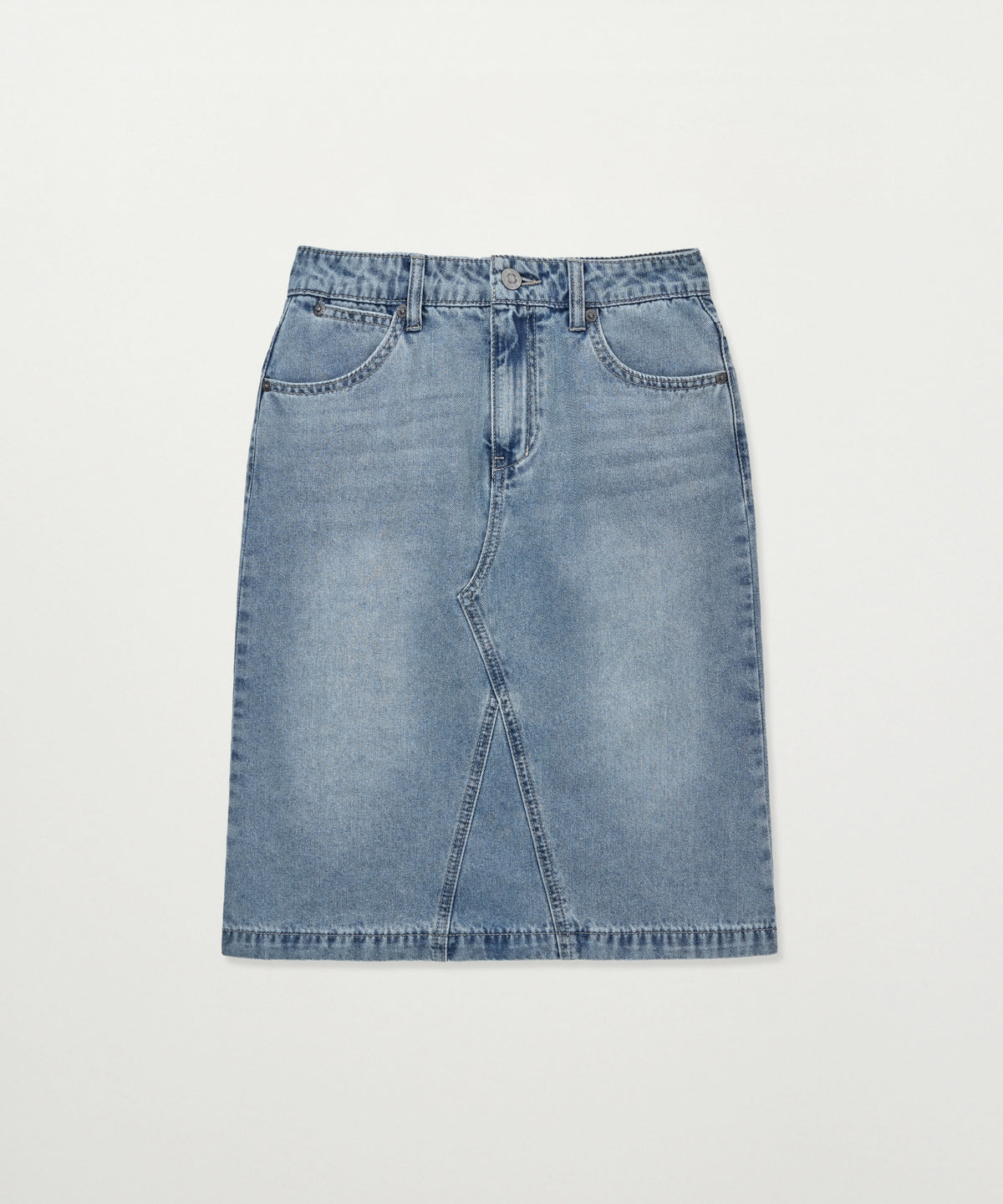 Satur (W) Washed Denim Midi Skirt - Blue