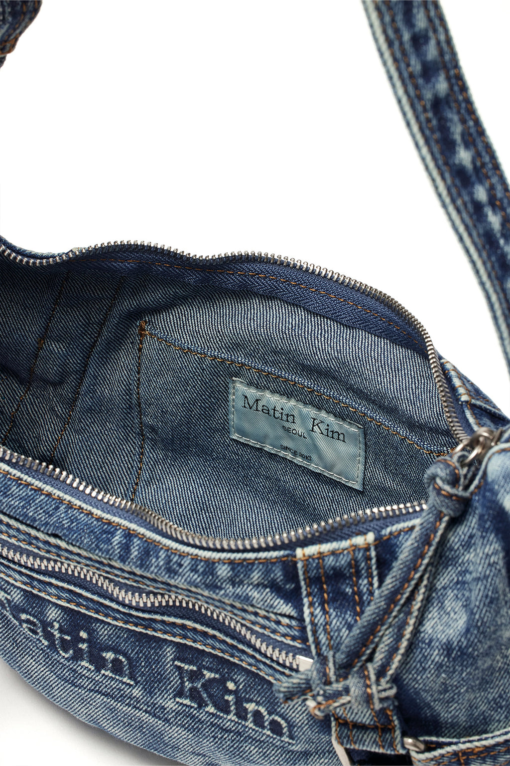 [matinkim] MATIN WASHED DENIM MINI HOBO BAG IN BLUE