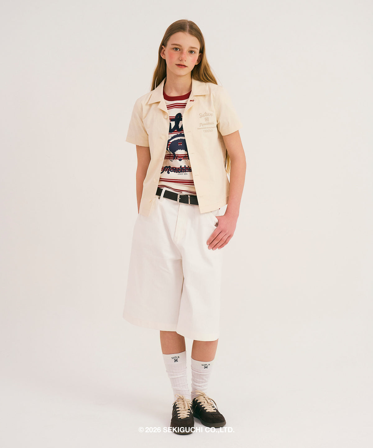 Satur (W) Satur X Monchhichi Graphic Half Shirt - Cream