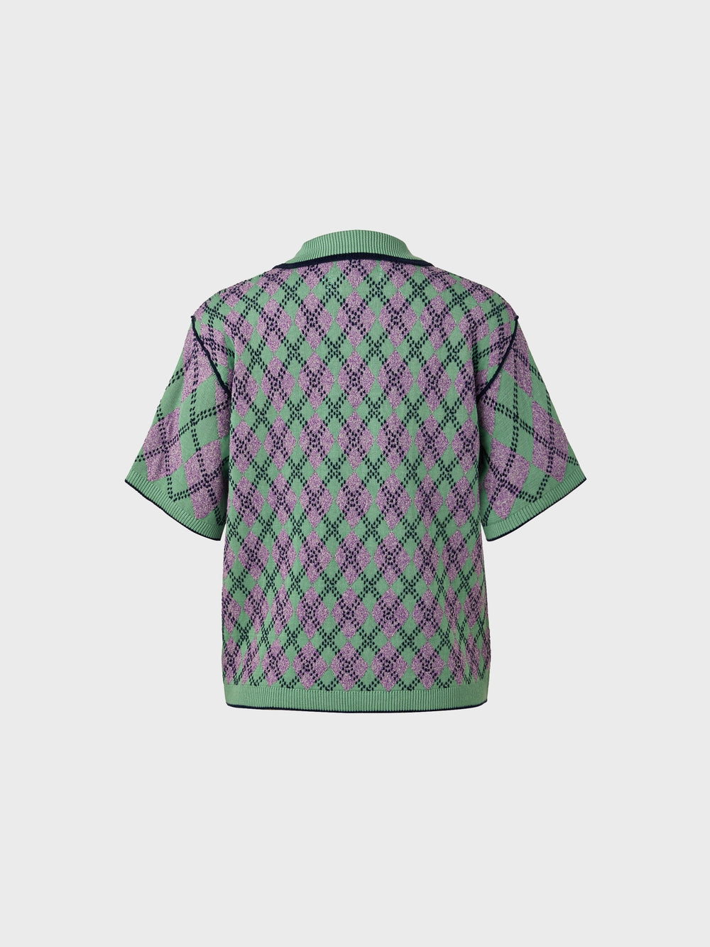 EENK Argyle Short Sleeve Knitwear Top - Mint