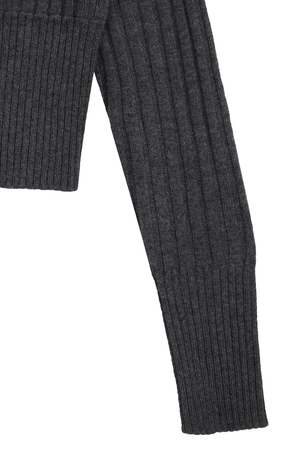 [matinkim] SEMI CROP KNIT BUTTON CARDIGAN IN GREY