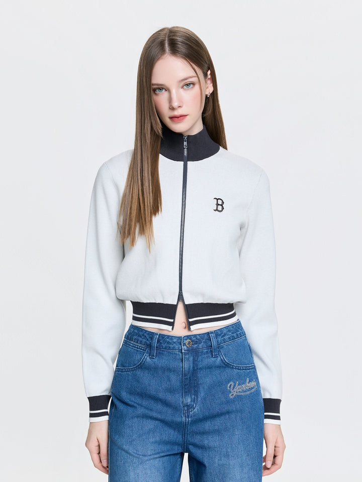 MLB Korea Women's Varsity Lettring Zip-Up Cardigan