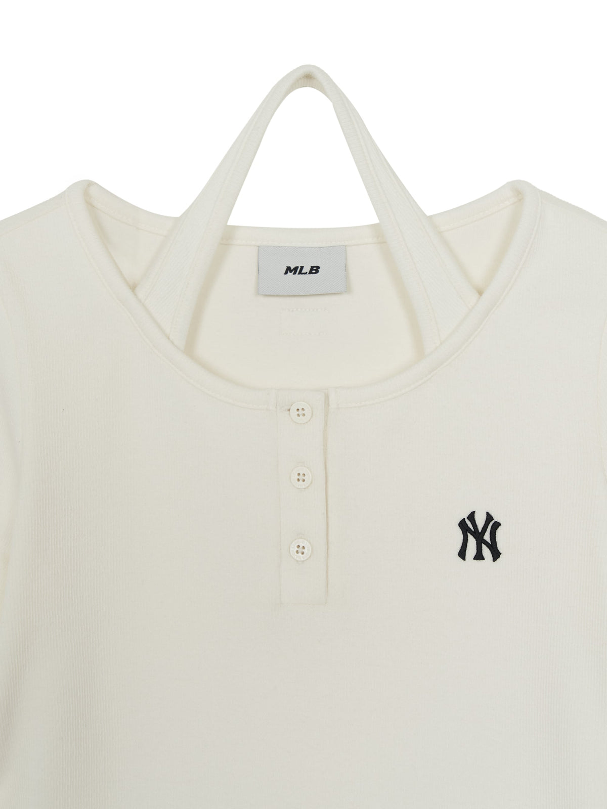 Mlb Women's Basic Henley Neck Layered Slim Semi Crop Long Sleeve T-Shirts