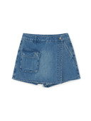 MLB Korea Women's Basic Small Logo Cargo Denim Wrap Skirt