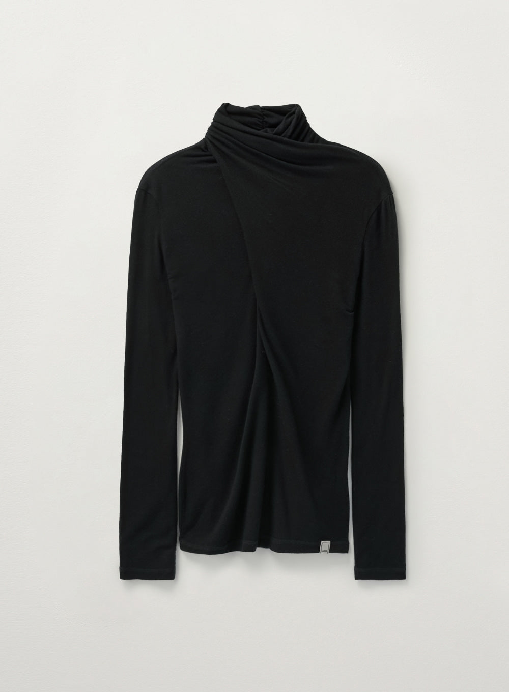 [satur] (W) Crossed Turtle Neck Long Sleeve - Black
