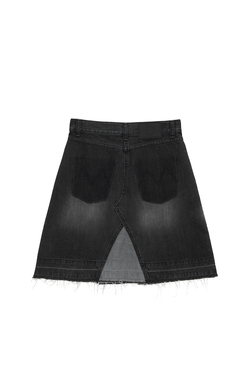 [matinkim] PLEATS POINT DENIM MIDI SKIRT IN CHARCOAL
