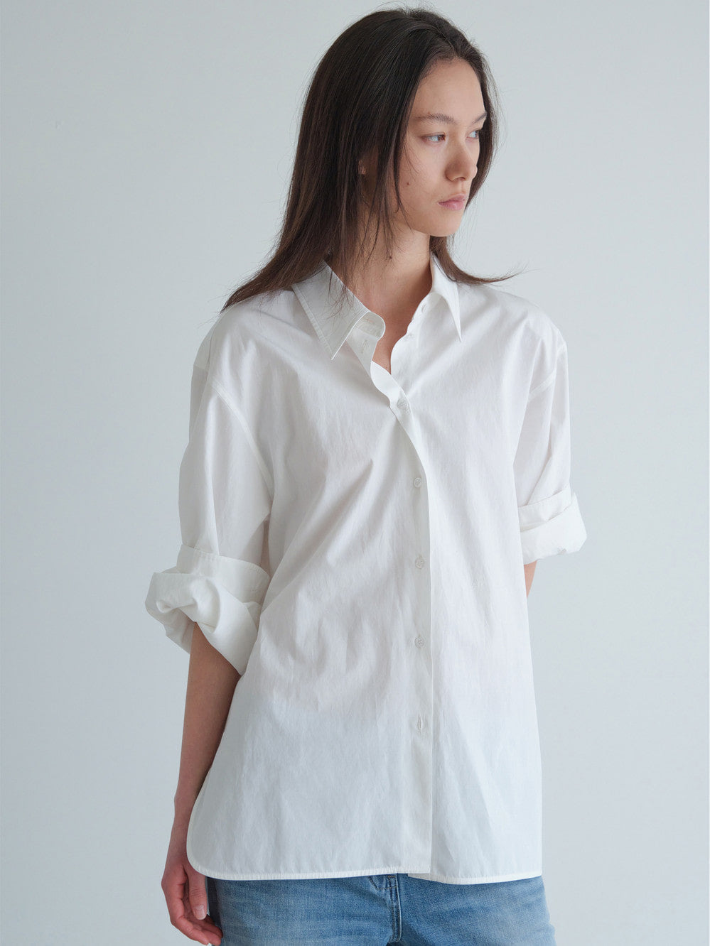 Low Classic Effortless Oversize Turn-Up Shirt White