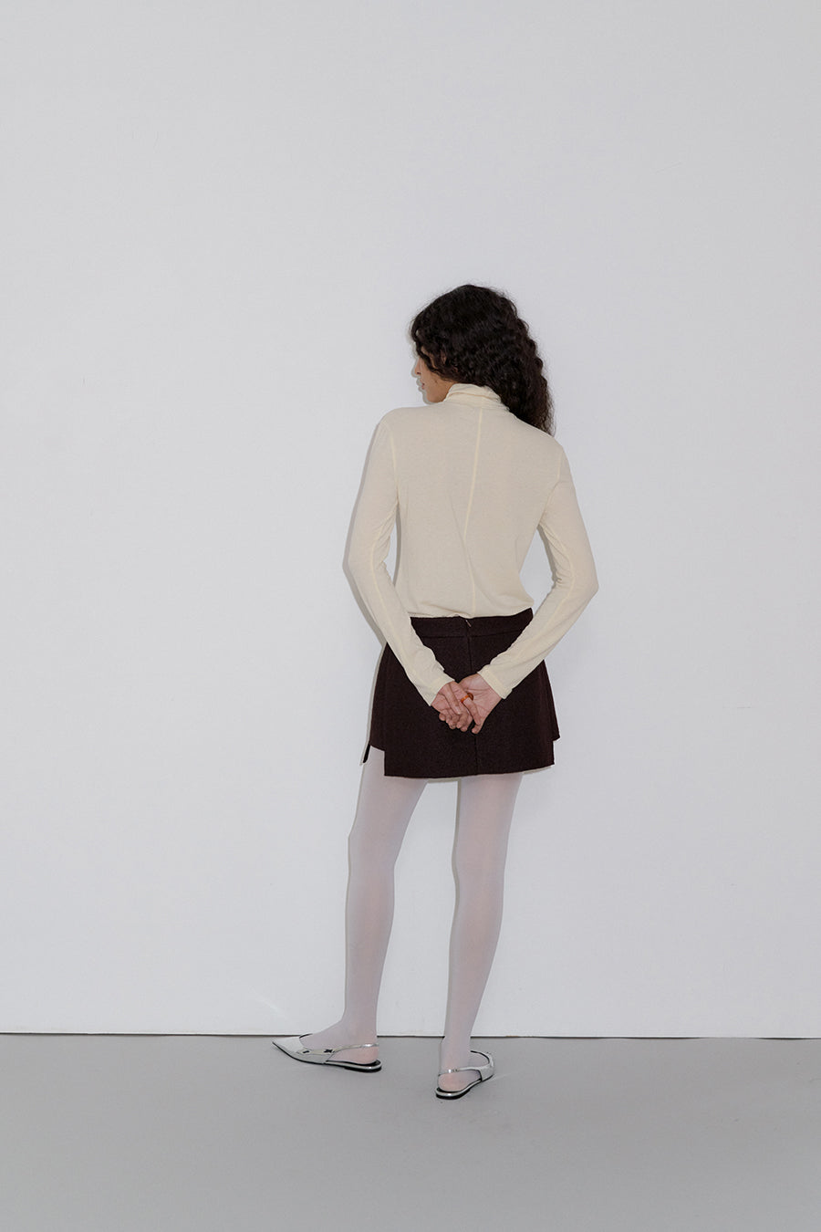 Overdueflair Spangle Wool Mini Skirt Brown
