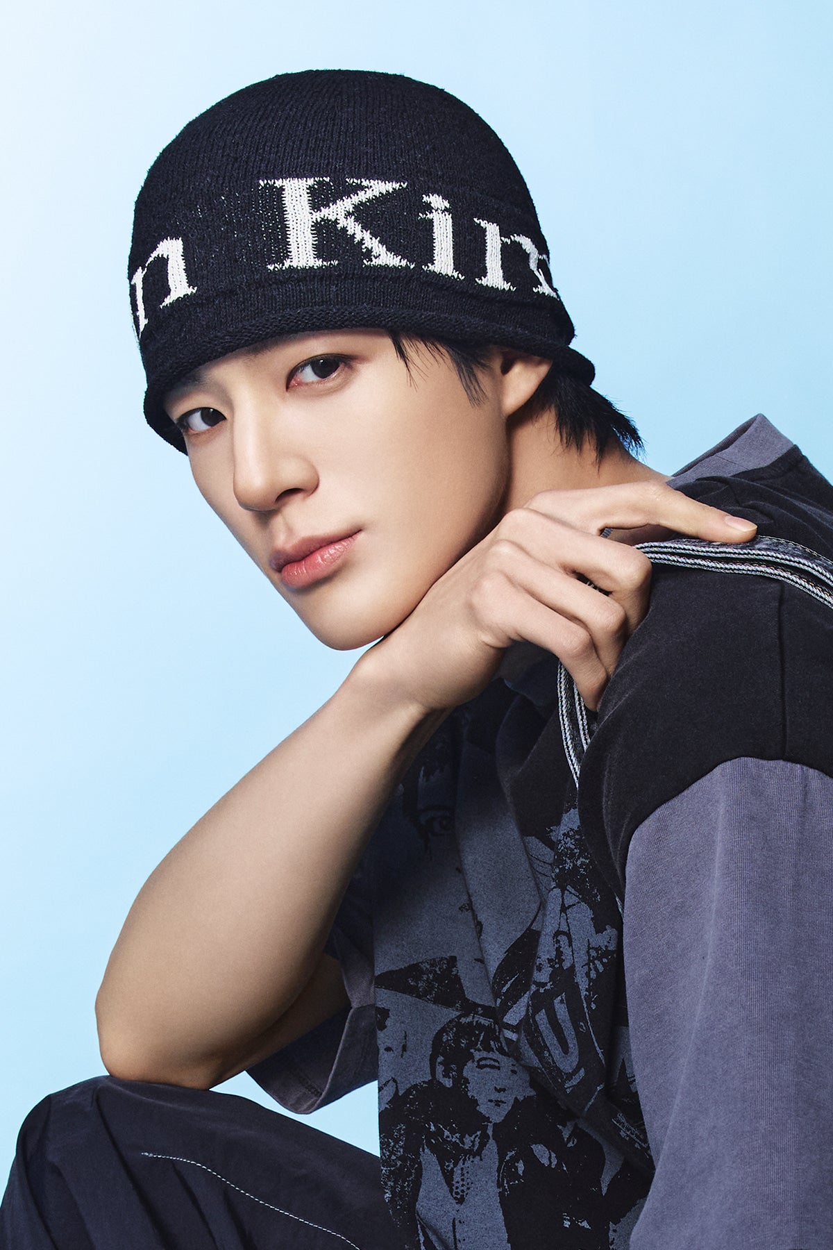 Matinkim Logo Linen Short Beanie IN Black