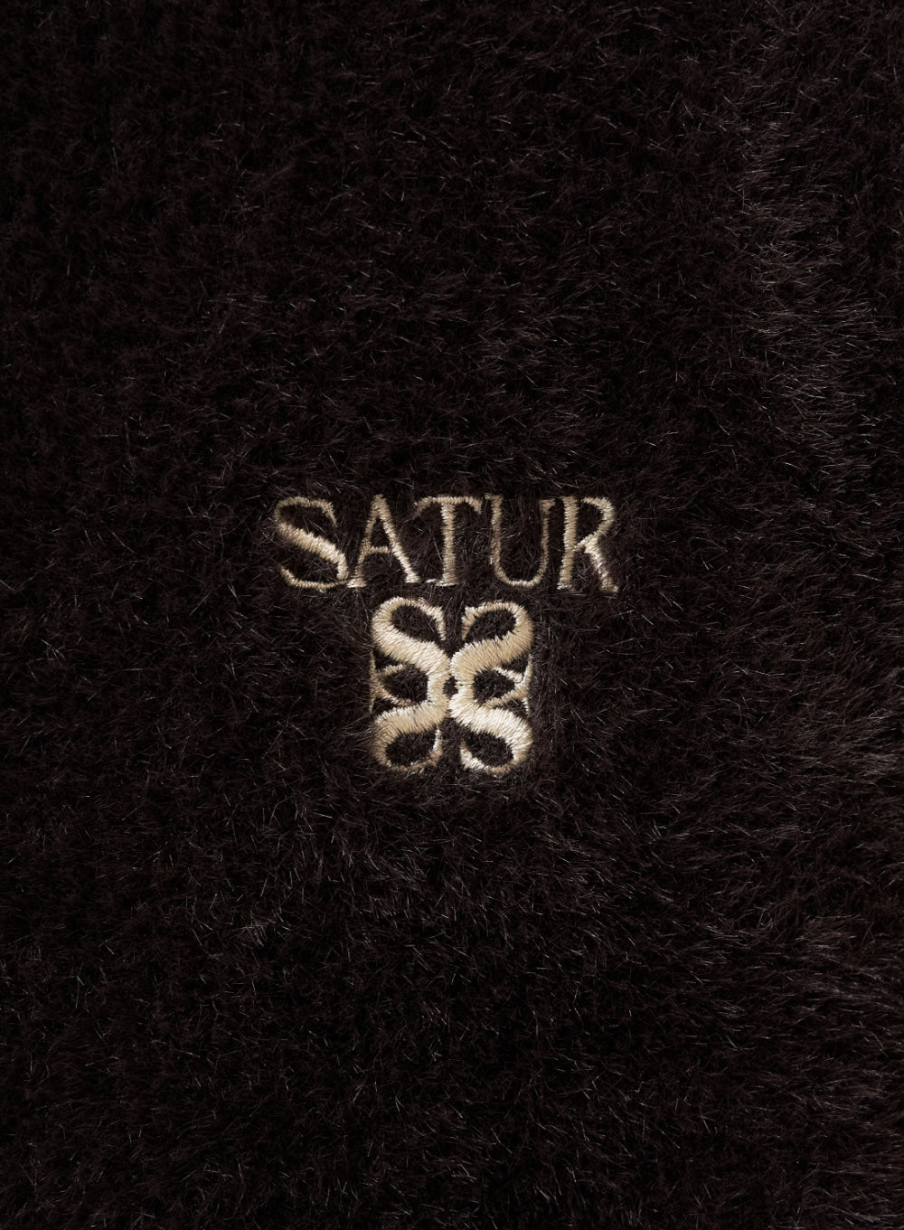 [satur] (W) Hairy Collar Knit Cardigan - Dark Brown