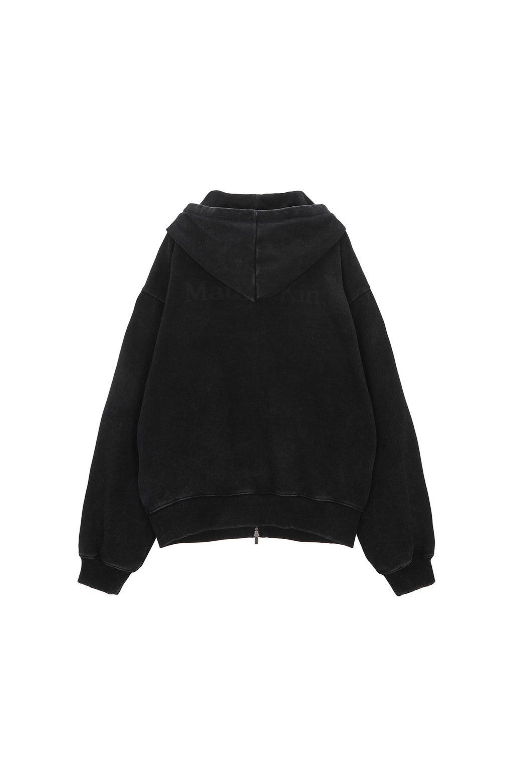 Matinkim Pigment Dying Logo Hoody Zip UP IN Black