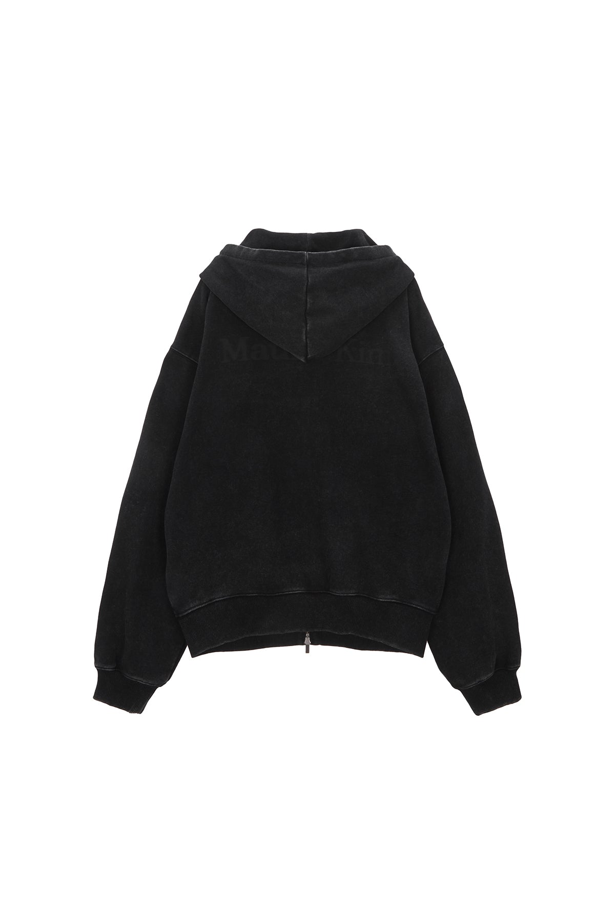 Matinkim Pigment Dying Logo Hoody Zip UP IN Black