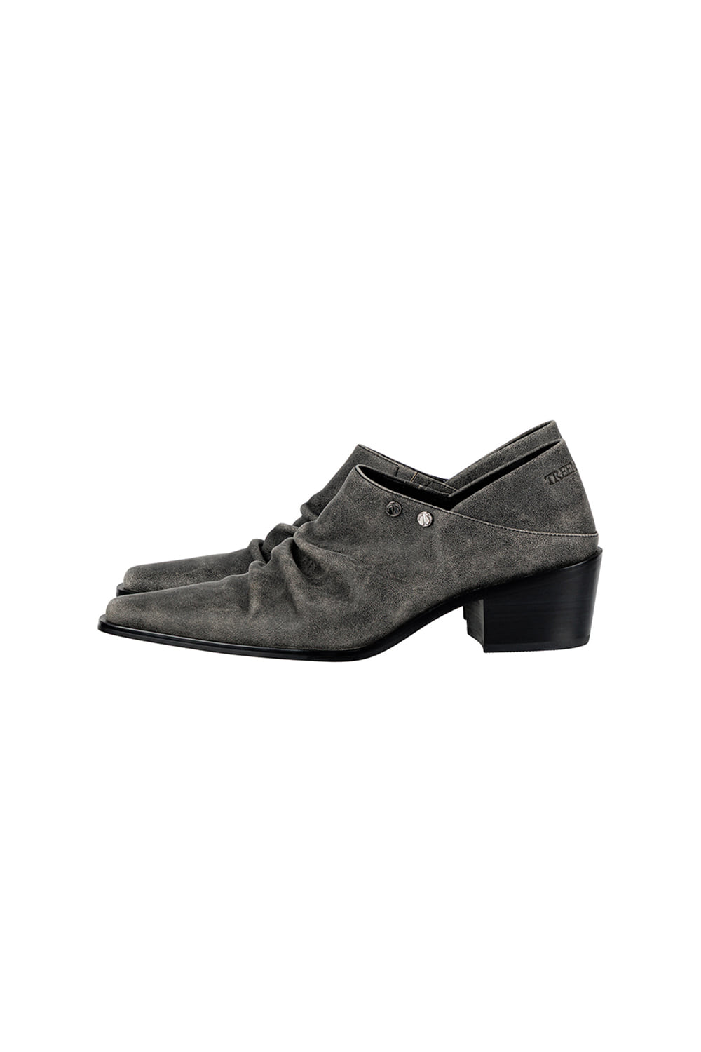 Treemingbird Ruched Leather Babouche Gray
