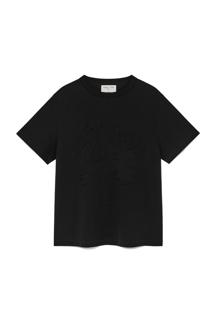 Matinkim Flower Applique Logo Top IN Black