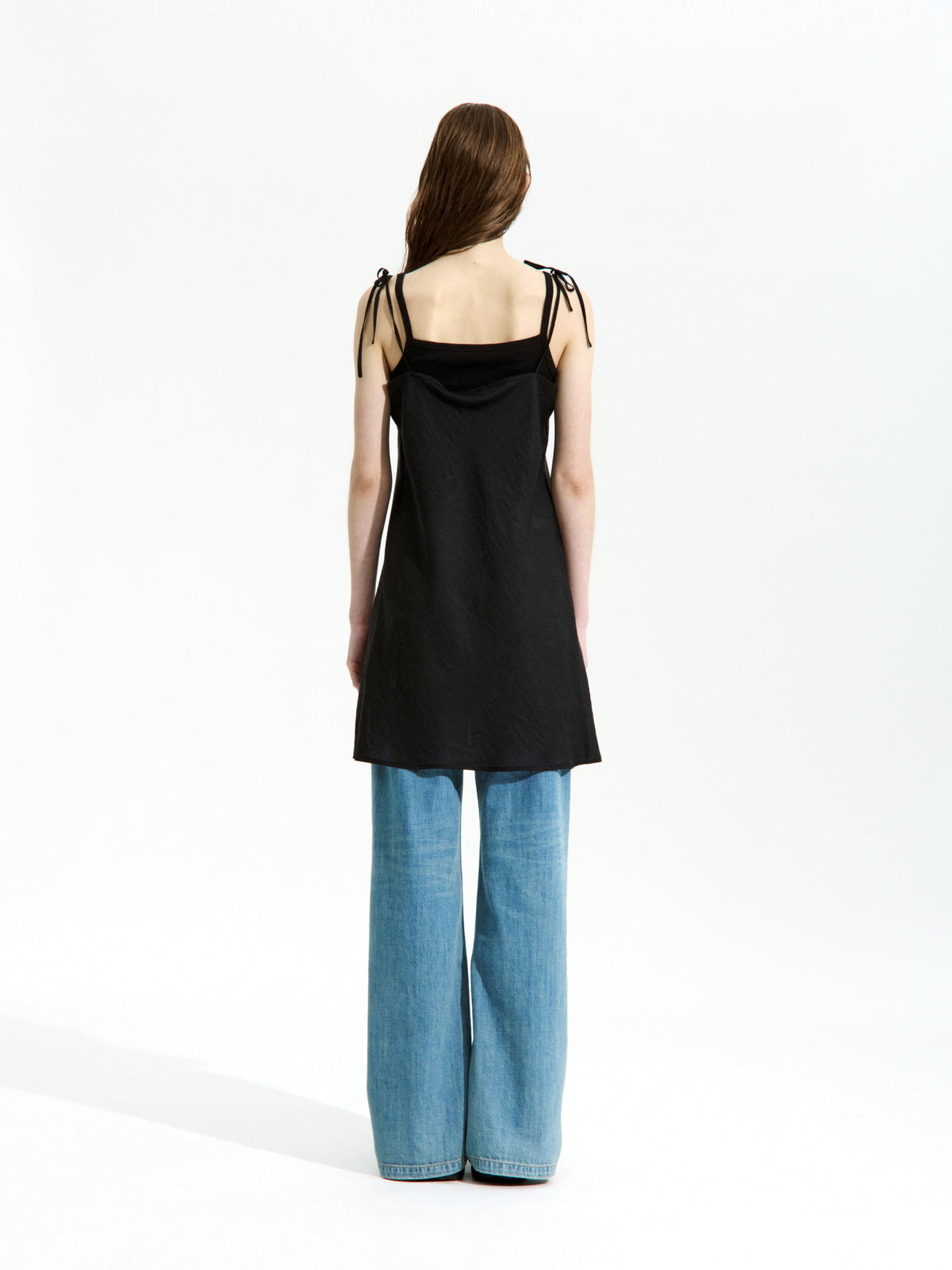 Low Classic Silky Floral Layered Dress Black