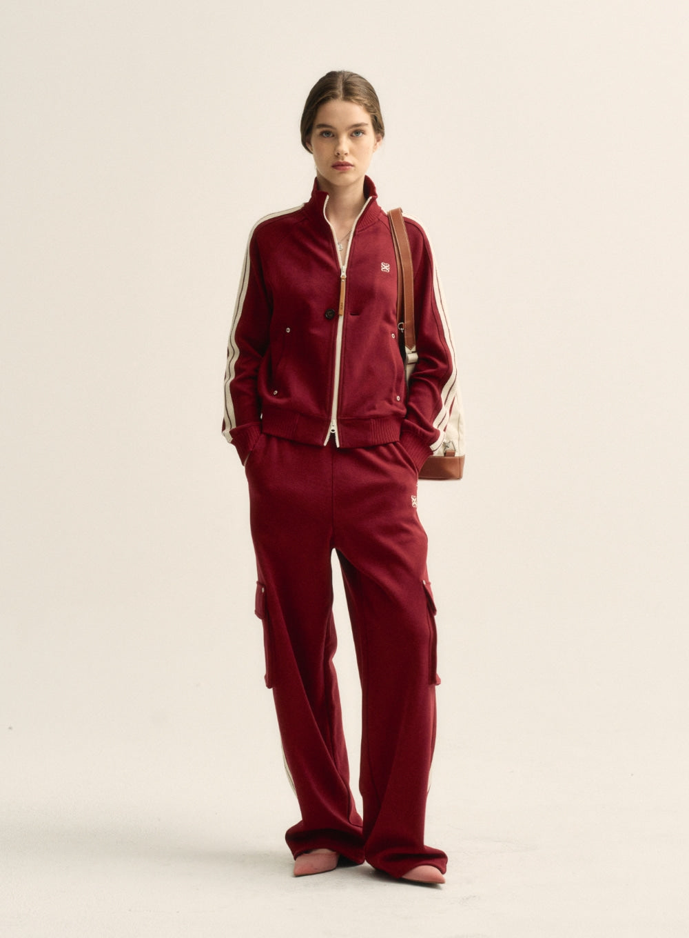 [satur] (W) Lawton All Day Track Zip-up Jacket - Burgundy