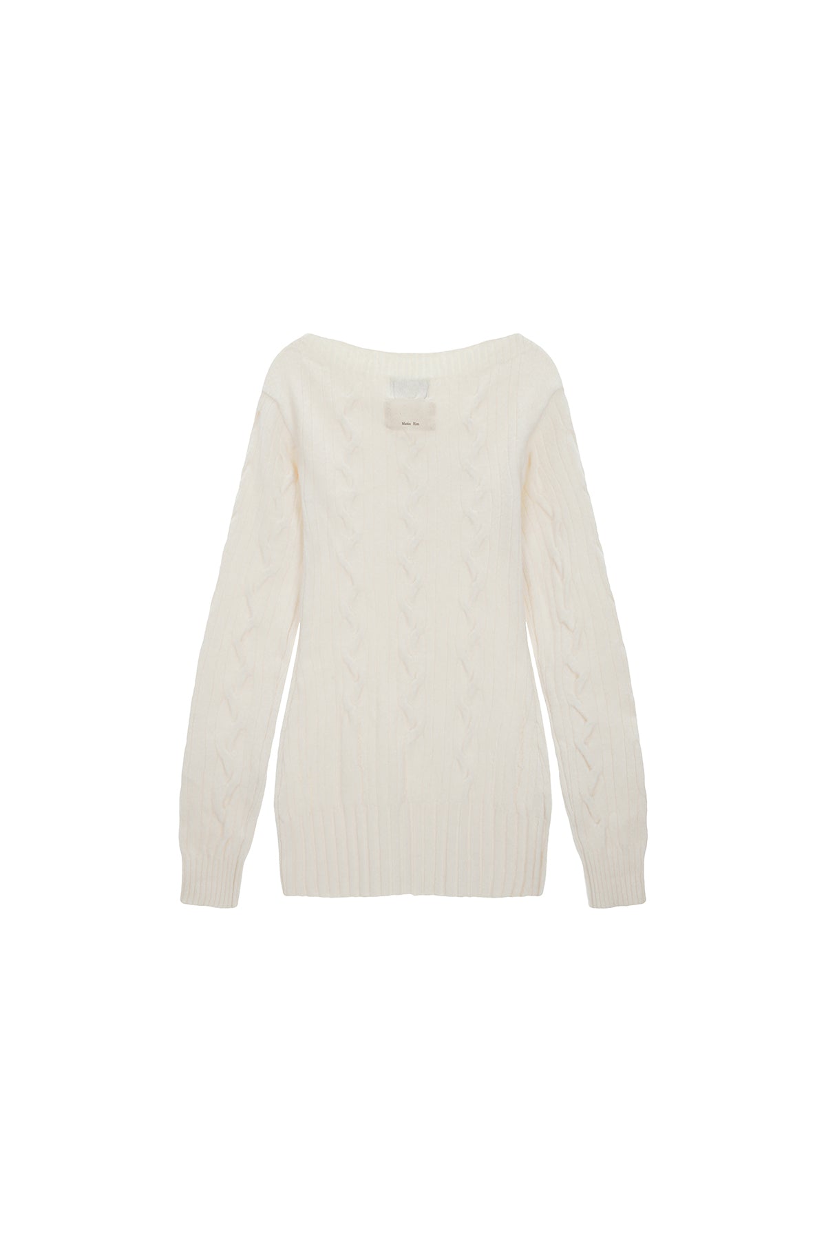 Matinkim Damage Point Cable Knit Dress IN Ivory