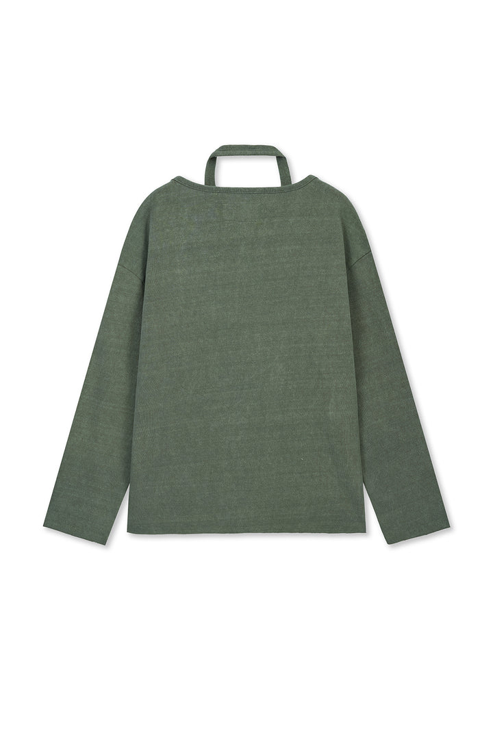 Matinkim Vintage Graphic Layered Top IN Khaki