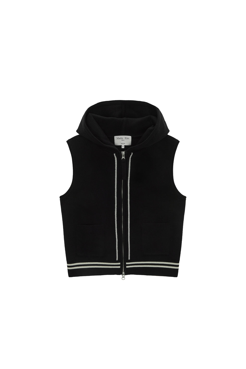 [matinkim] HOODY LOGO KNIT VEST FOR WOMEN IN BLACK