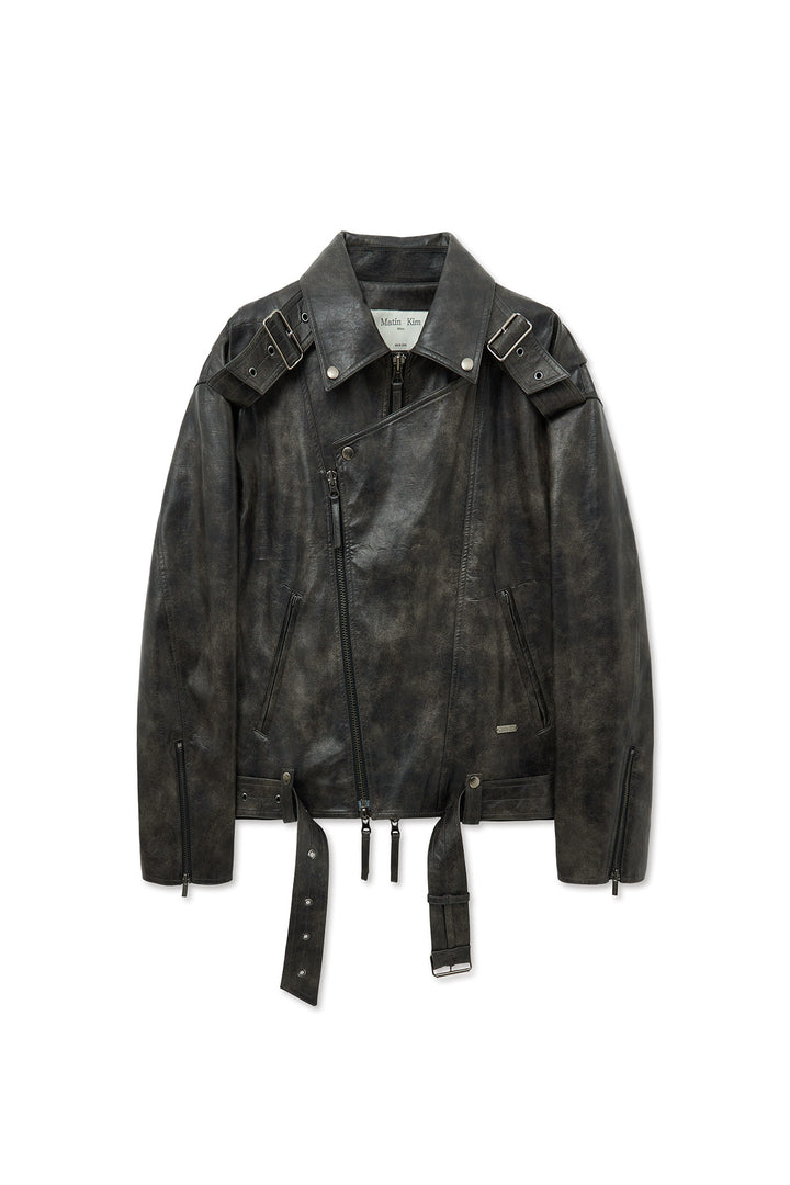 Matinkim Faux Leather Belted Rider Jumper IN Charcoal