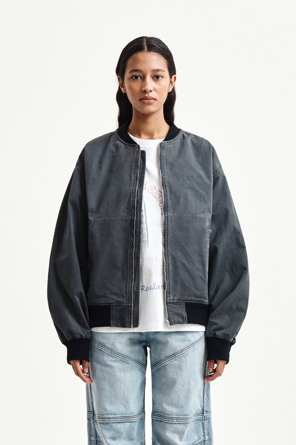 Matinkim Vintage Washed Back Logo Jumper IN Charcoal