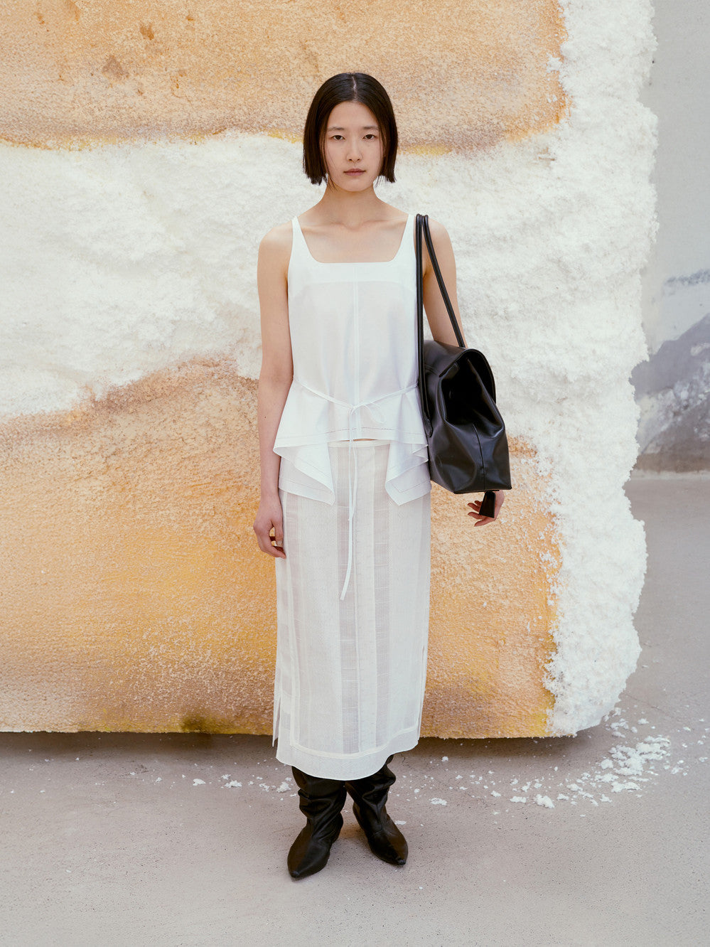 Low Classic See-Through Layered Skirt White