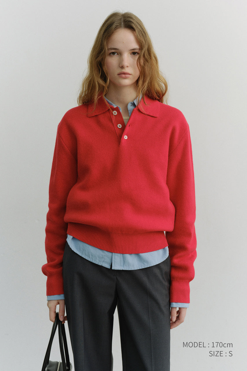 Dunst Unisex Cashmere Collared Sweater Red