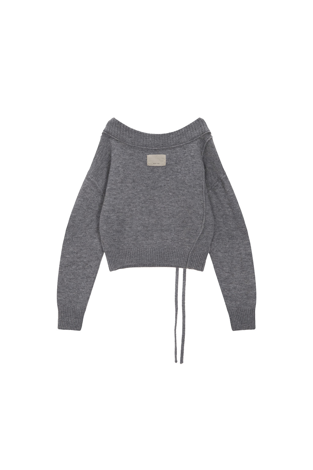 [matinkim] OFF SHOULDER STRING KNIT PULLOVER IN GREY