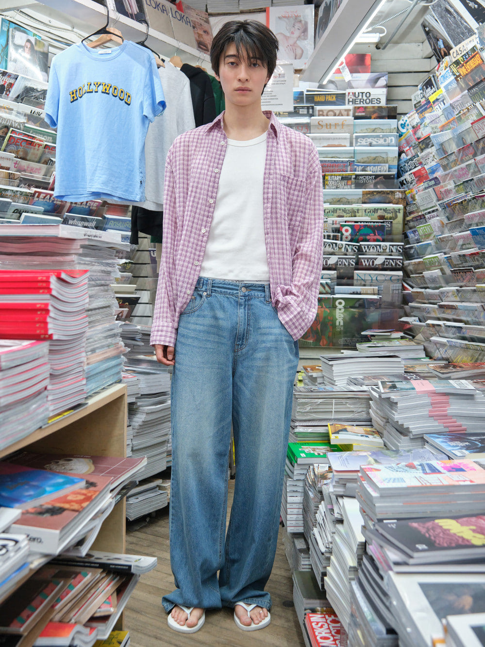 Low Classic Oversized Lc Sheer Checked Shirt Pink