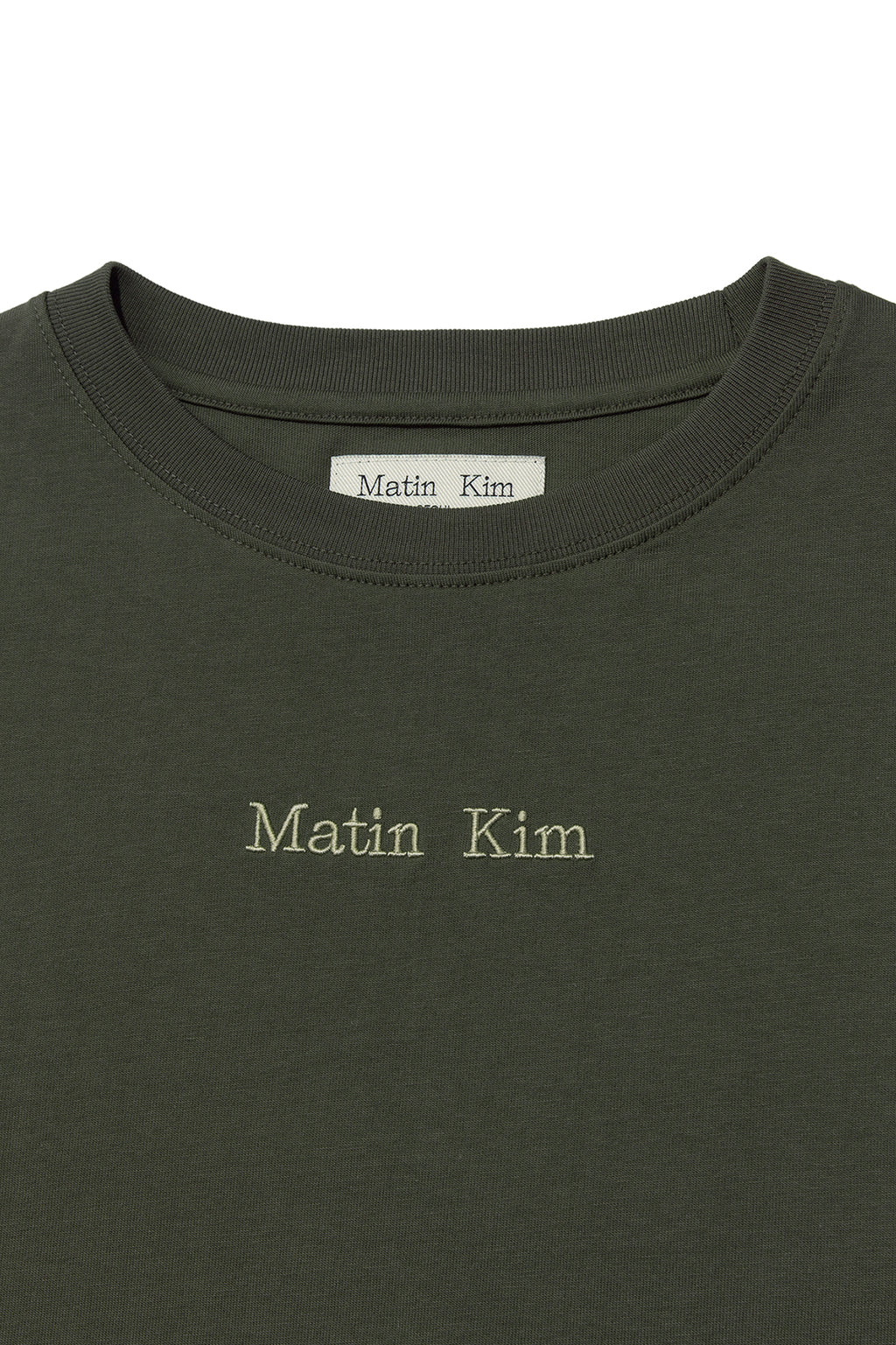 [matinkim] EMBROIDERY SMALL LOGO OVERSIZE TOP IN KHAKI