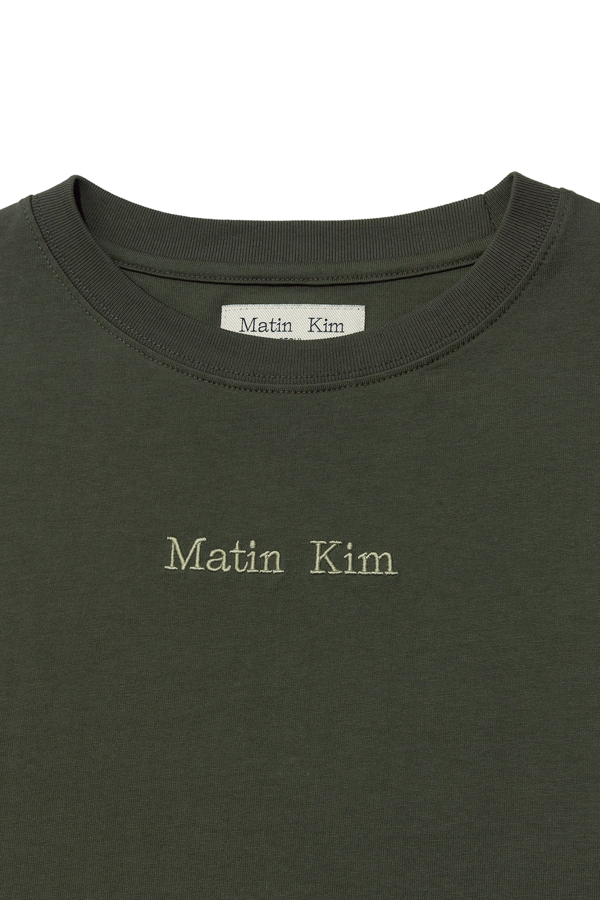 [matinkim] EMBROIDERY SMALL LOGO OVERSIZE TOP IN KHAKI