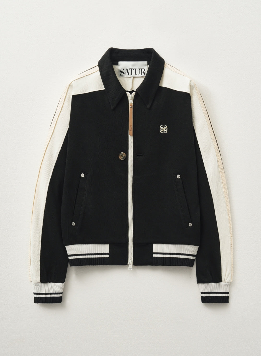 [satur] (W) Lawton Collar Track Zip-Up Jacket - Caviar Black