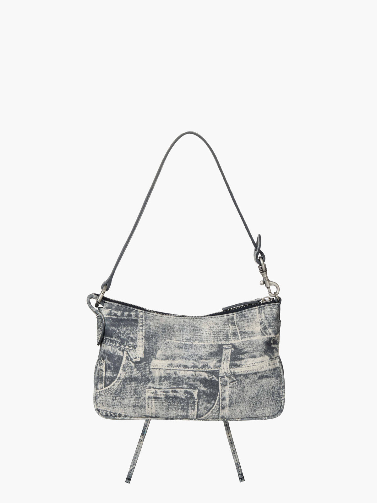 Margesherwood Ribbon Pochette light grey printed suede