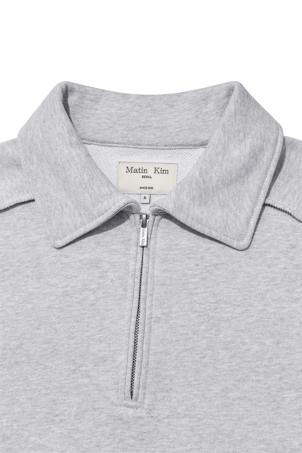 [matinkim] BACK LOGO HALF ZIP SWEATSHIRT FOR WOMEN IN GREY